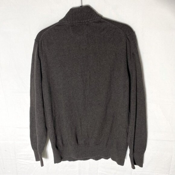 Eddie Bauer Brown Cotton Cashmere Knit Mock Neck Half Zip Pullover Sweater M - Picture 12 of 13